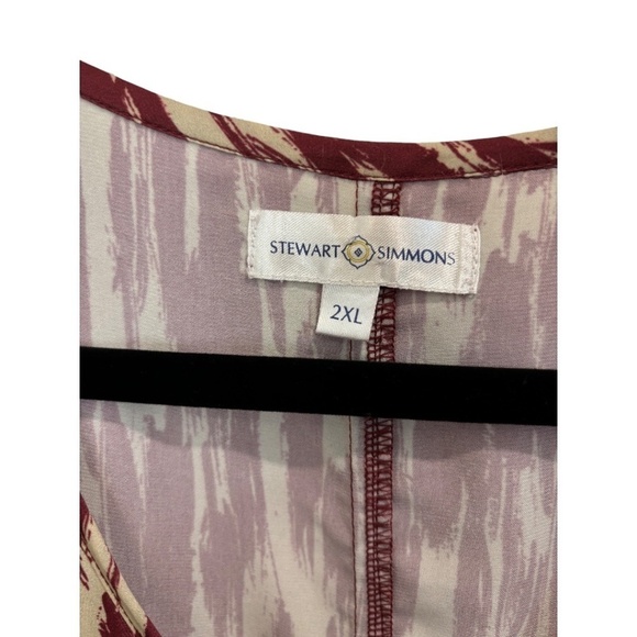 Stewart Simmons Plus Size V-Neck Long Sleeve Polyester Top Size 2XL - Picture 3 of 3